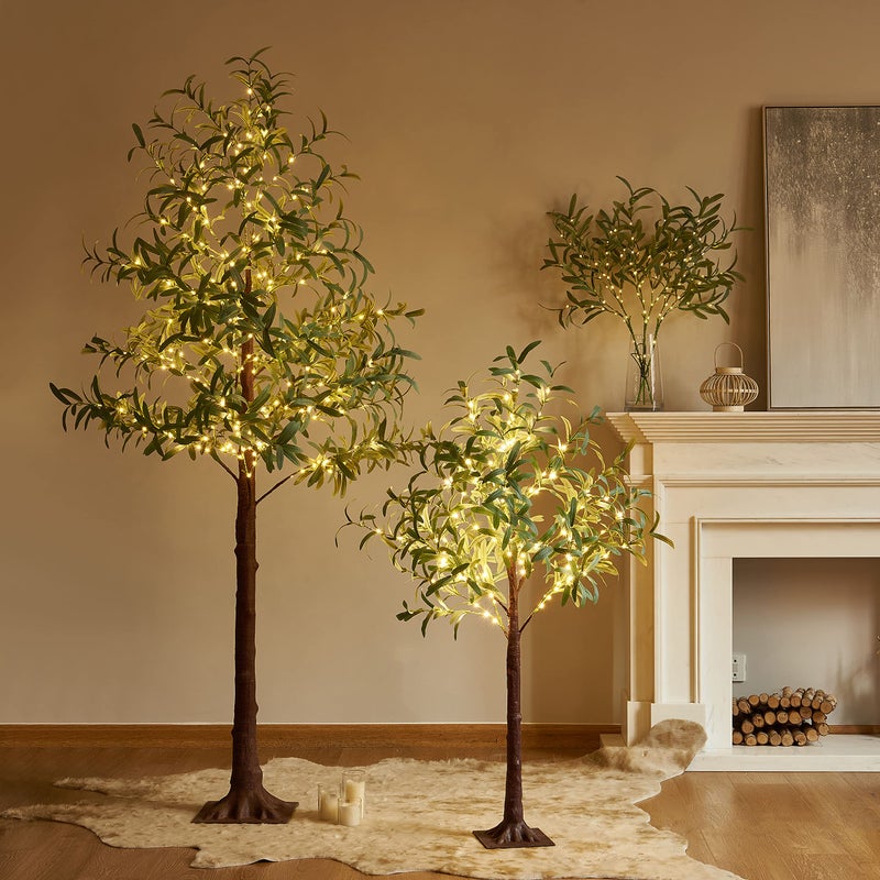 LITBLOOM Lighted Olive Branches 24IN 72 LED with Timer Battery Operated Lit Artificial Greenery for Wedding Party Spring Home Decoration Indoor Outdoor - Image 2